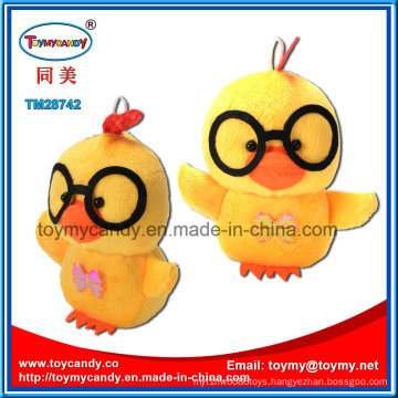 Lovable Cartoon Animal Toy of Yellow Plush Glasses Chicken Pendant